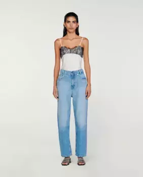 Женские винтажные прямые джинсы с низкой посадкой Sandro, синий