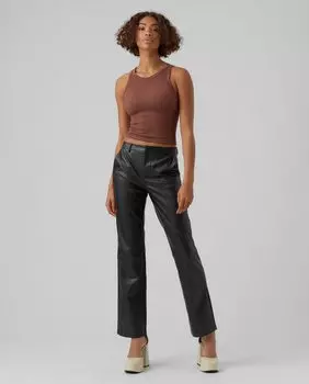 Женские вощеные прямые брюки Vero Moda, черный