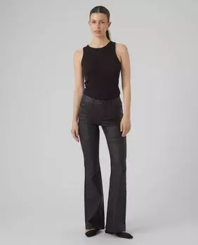 Женские вощеные расклешенные брюки Vero Moda, черный