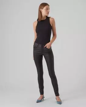Женские вощеные узкие брюки Vero Moda, черный