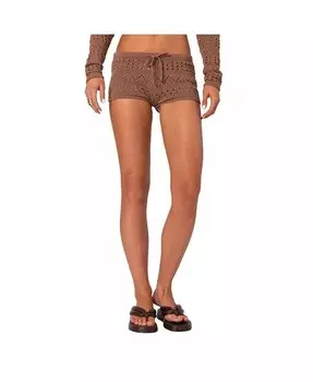 Женские вязаные шорты Betsy с завязкой спереди Edikted, коричневый