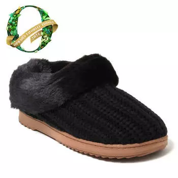 Женские вязаные тапочки-сабо Dearfoams Hannah Festive, цвет black solid