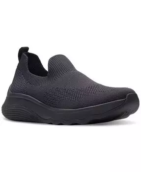 Женские вязаные туфли без шнуровки на танкетке Circuit Path Clarks, цвет Black/black