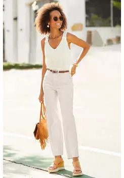 Женские вышитые джинсы прямого кроя LASCANA, белый