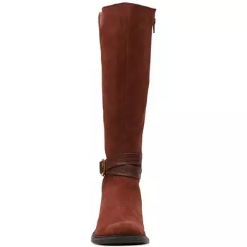 Женские высокие ботинки до середины икры Maye Shine из искусственной замши Clarks, цвет Dark Tan Suede