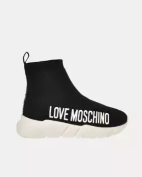 Женские высокие кеды с логотипом Love Moschino, черный