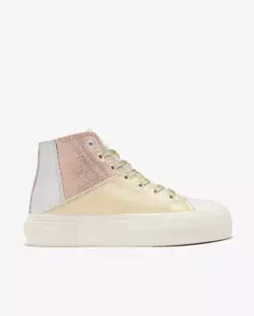 Женские высокие кеды с лоскутной отделкой в одну сторону D.Franklin, золотой