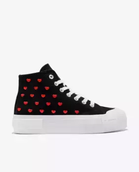 Женские высокие кеды с принтом в виде сердца и платформой D.Franklin, черный