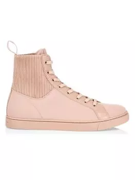 Женские высокие кожаные кроссовки в рубчик Gianvito Rossi, цвет Peach