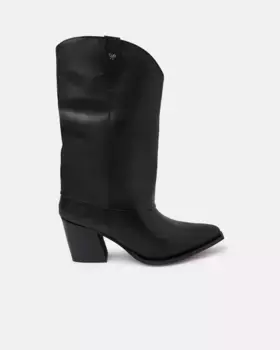 Женские высокие кожаные сапоги черного цвета Silbon, черный