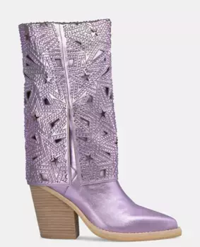Женские высокие кожаные сапоги со звездным принтом Alma en Pena, сиреневый
