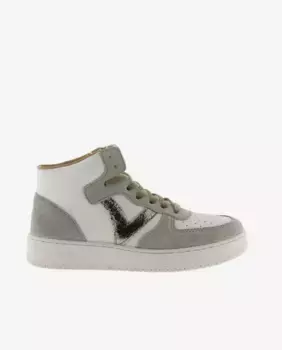 Женские высокие кроссовки с замшевыми вставками и металлизированным логотипом Victoria, цвет Kaki