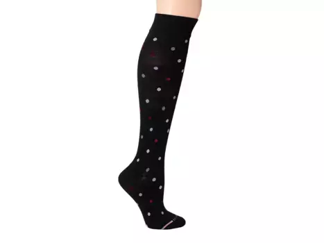 Женские высокие носки для широкой икры Dancing Dot Dr. Motion, Black/Multicolor Polka Dots