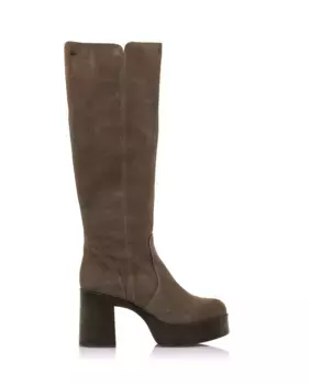 Женские высокие сапоги из кожи или замши Mustang, цвет Topo