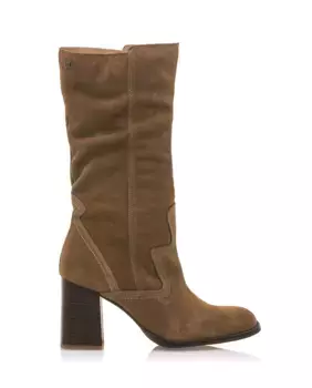 Женские высокие сапоги из кожи или замши Mustang, цвет Camel