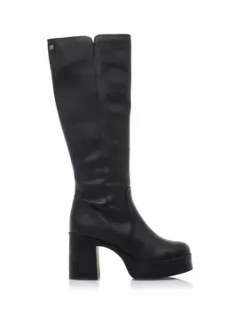 Женские высокие сапоги из кожи или замши Mustang, черный