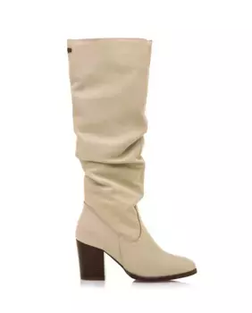 Женские высокие сапоги из кожи спилка Mustang, натуральный