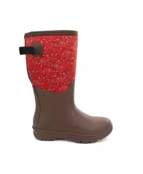 Женские высокие сапоги на широкую голень из неопрена с искусственным мехом и банданой Western Chief, коричневый