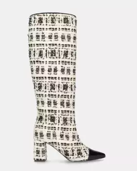 Женские высокие сапоги Renata из твида белого, черного и золотого цвета Mascar