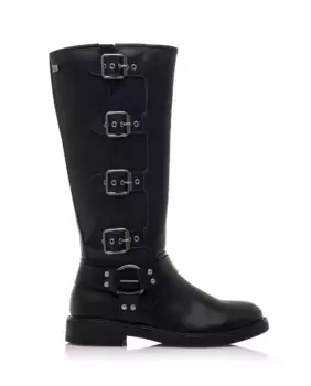 Женские высокие сапоги с пряжкой на голенище Mustang, чёрный