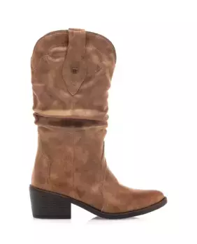 Женские высокие сапоги в ковбойском стиле с мятым голенищем Mustang, коричневый