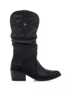 Женские высокие сапоги в ковбойском стиле с мятым голенищем Mustang, черный