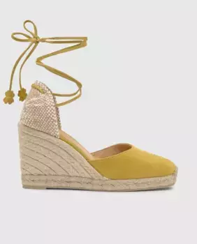 Женские замшевые эспадрильи Carina на танкетке со шнуровкой Castaer, зеленый