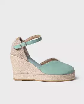 Женские замшевые эспадрильи на танкетке с пряжкой Toni Pons, зеленый