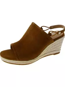 Женские замшевые босоножки Cai с открытым носком на танкетке NYDJ, цвет cognac suede