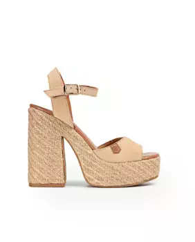 Женские замшевые босоножки на каблуке с застежкой-пряжкой Popa, цвет Natural