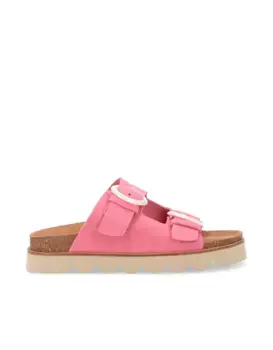 Женские замшевые босоножки на плоской подошве с пряжками из черепахового панциря и сверхлегкой подошвой No Name, цвет Rosa