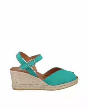 Женские замшевые босоножки на танкетке с V-образным вырезом Viguera, зеленый