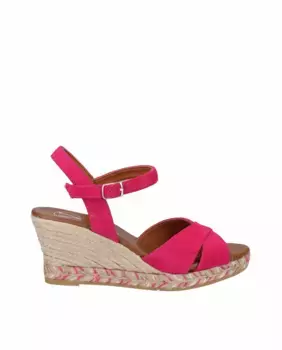 Женские замшевые босоножки на танкетке Viguera, фуксия