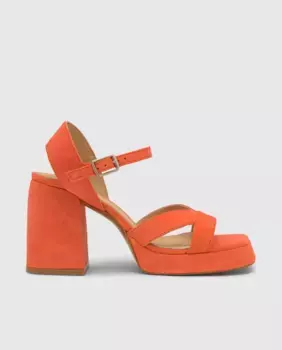 Женские замшевые босоножки Vero на каблуке с застежкой-пряжкой Castaer, оранжевый