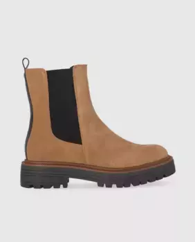 Женские замшевые ботильоны на плоской подошве с эластичной застежкой Chika10, цвет Topo