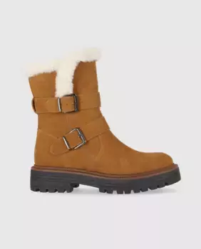 Женские замшевые ботильоны на плоской подошве с застежкой-молнией Chika10, цвет Camel