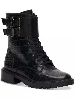 Женские замшевые ботинки Fawdry с пряжкой и шнуровкой Vince Camuto, цвет black glaze croco