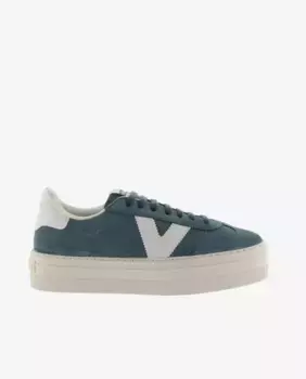 Женские замшевые кроссовки на платформе и контрастных деталях Victoria, цвет Azul ndigo