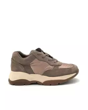 Женские замшевые кроссовки с металлическим шрифтом KELARA, цвет Topo