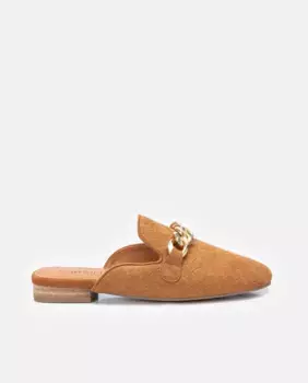 Женские замшевые мюли с металлической цепочкой Carmela, цвет Camel