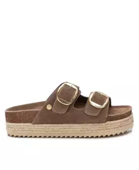 Женские замшевые плоские сандалии XTI, коричневый/бежевый