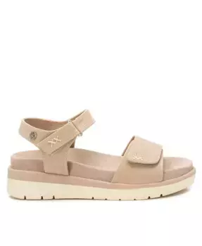 Женские замшевые плоские сандалии XTI, коричневый/бежевый