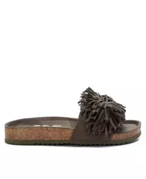 Женские замшевые плоские сандалии XTI, зеленый