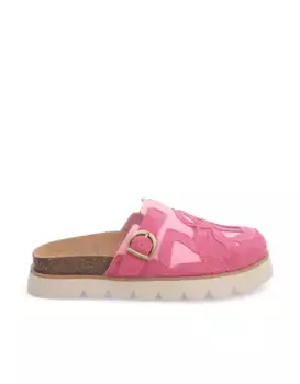 Женские замшевые сабо с замшевыми вставками с камуфляжным эффектом No Name, розовый