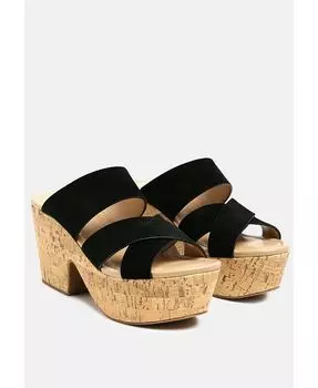Женские замшевые сандалии без шнуровки GERD на блочном каблуке Rag & Co, черный