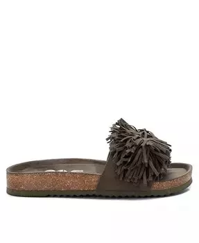 Женские замшевые сандалии на плоской подошве от XTI, зеленый