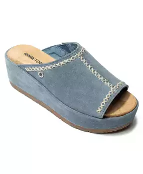 Женские замшевые сандалии-платформы Paislee Minnetonka, синий