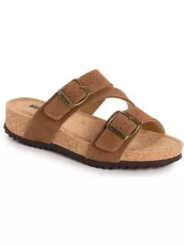 Женские замшевые сандалии-слайды Slip-On Muk Luks, цвет cognac/suede