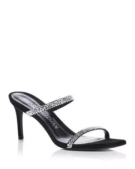 Женские замшевые шлепанцы Aleena Royale, украшенные кристаллами Stuart Weitzman, цвет Black