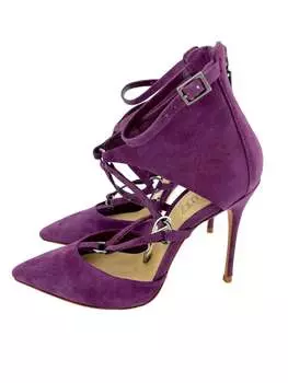 Женские замшевые туфли-лодочки на шпильке с острым носком на каблуках фиолетового цвета SCHUTZ